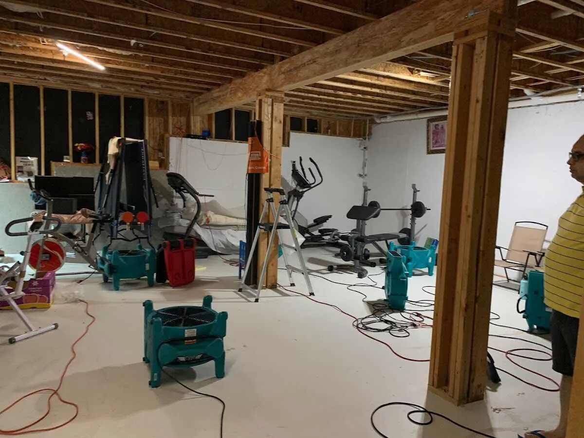 Basement drying equipment setup for Contents Cleaning & Restoration in Richland